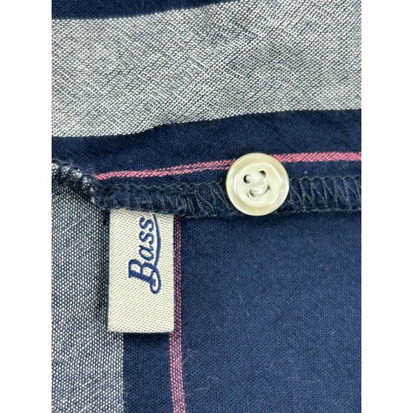 Vintage Bass Sleeveless Plaid Button-Up Shirt Navy/White - Picture 10 of 10